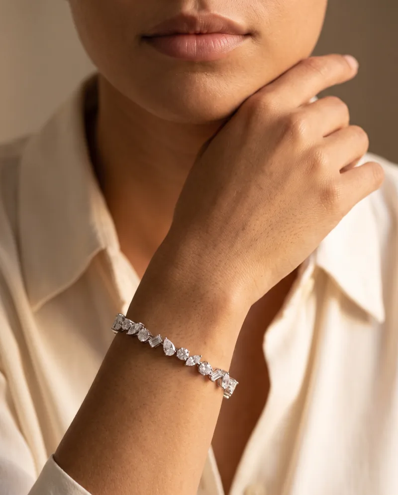 The same tennis bracelet worn on the wrist, generated