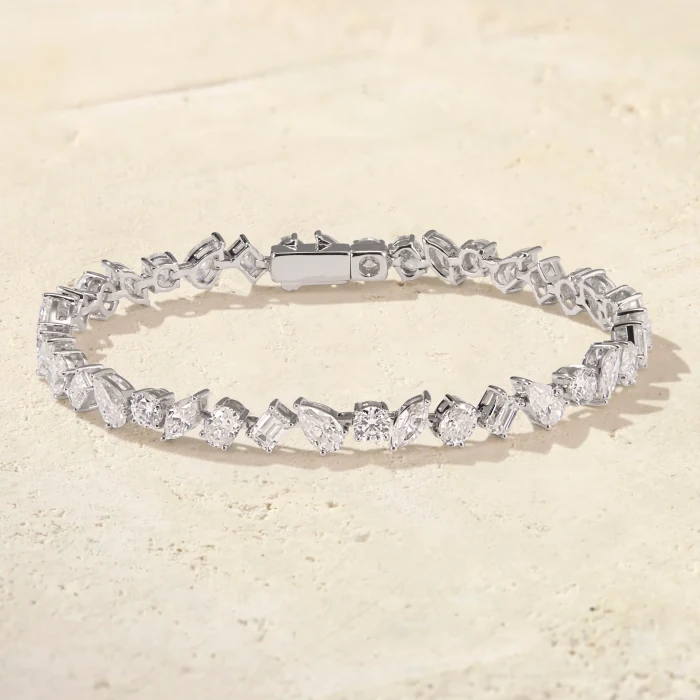 A silver tennis bracelet, product photo