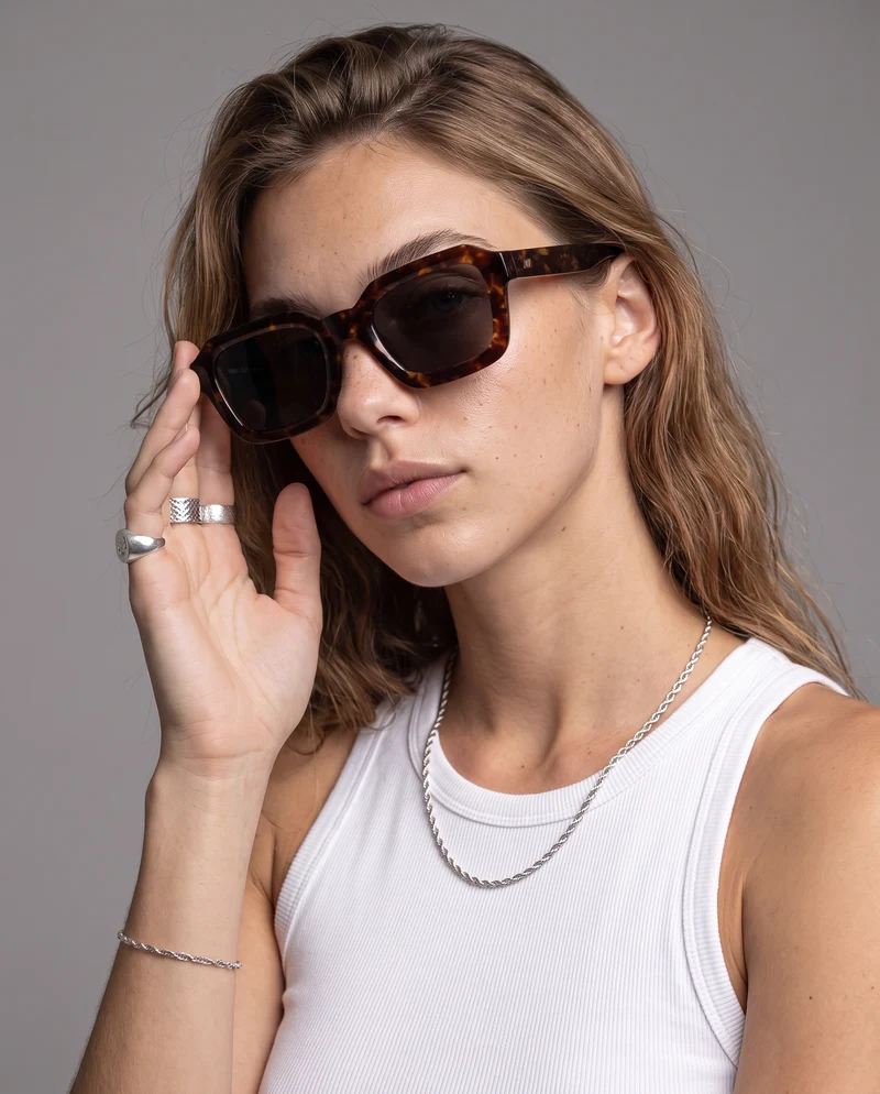 The same sunglasses worn by Mila, generated with one Recipe
